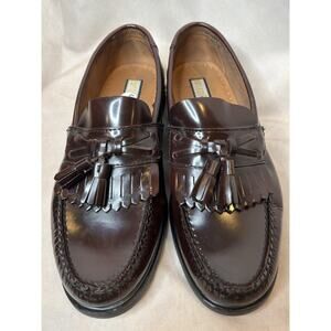 French Shriner Tassel Loafers Men’s 8W Brown Leather Slip-On Dress Shoes